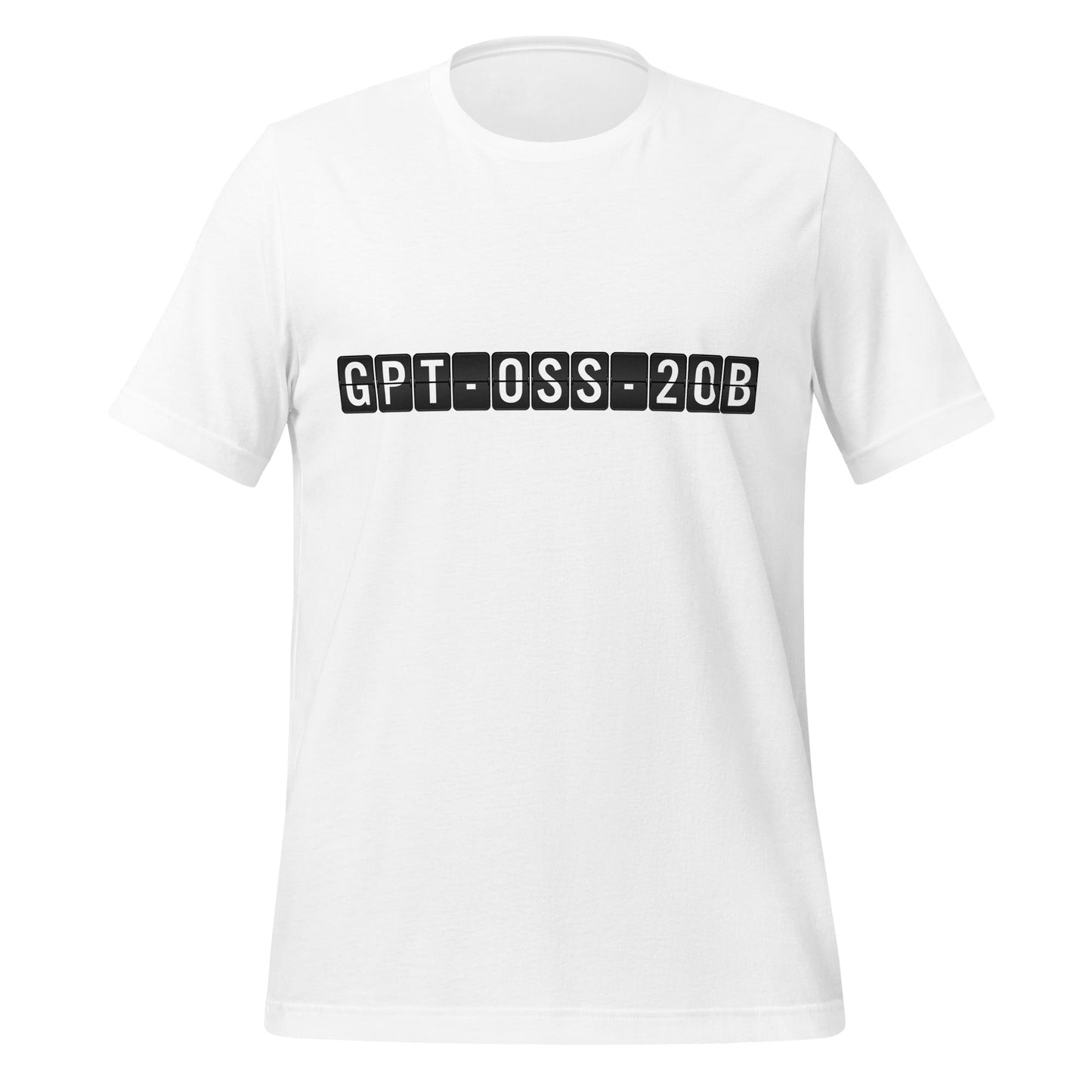 Product mockup photo of the gpt oss 20b Arrival T Shirt (unisex) White / M.