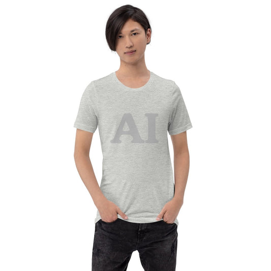 Product mockup photo of the Gray AI T Shirt (unisex).