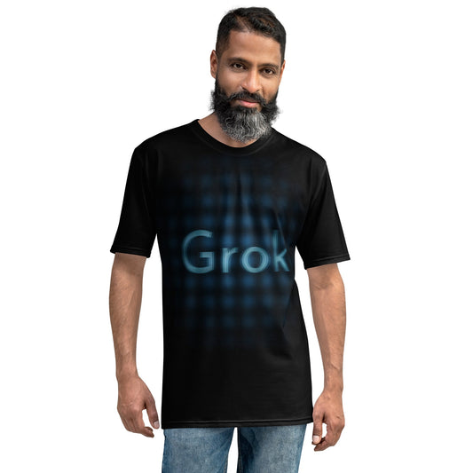 Product mockup photo of the Grok 1.5 Glitch T Shirt (men).
