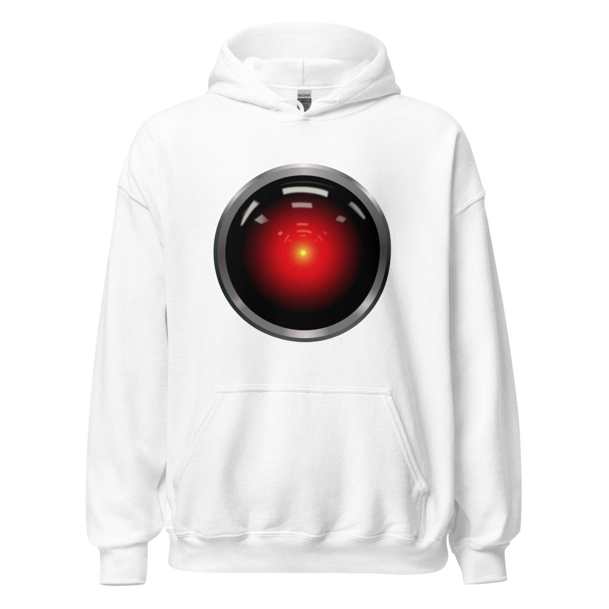 Product mockup photo of the HAL 9000 Hoodie (unisex) White / M.