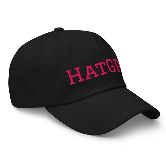 Product mockup photo of the HatGPT in Pink Cap.