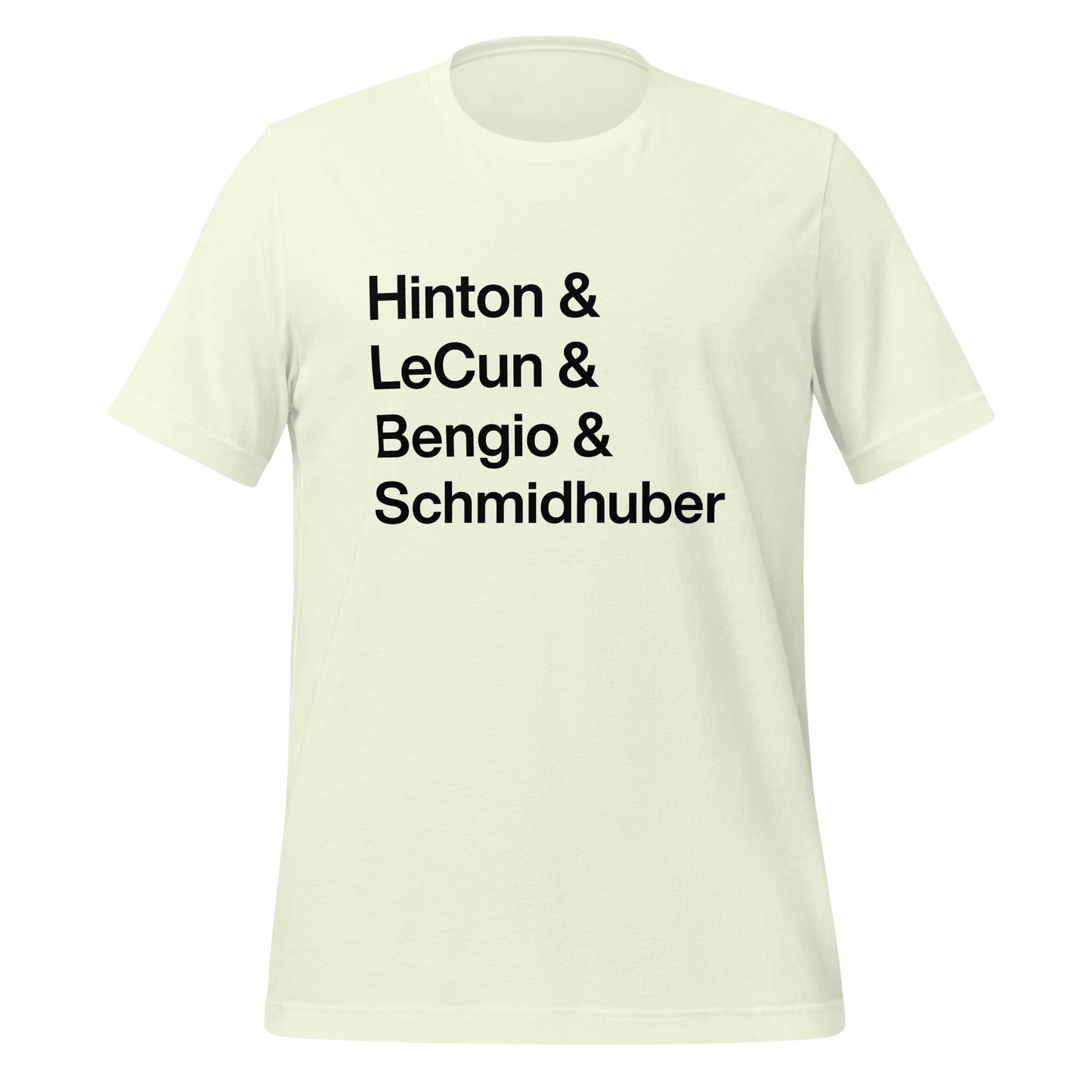 Image of the Hinton LeCun Bengio Schmidhuber T-Shirt 2 (unisex) Citron / M.