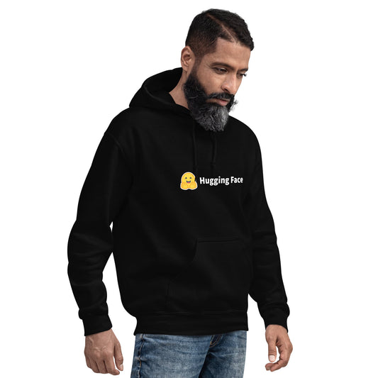 Product mockup photo of the Hugging Face Logo Hoodie (unisex).