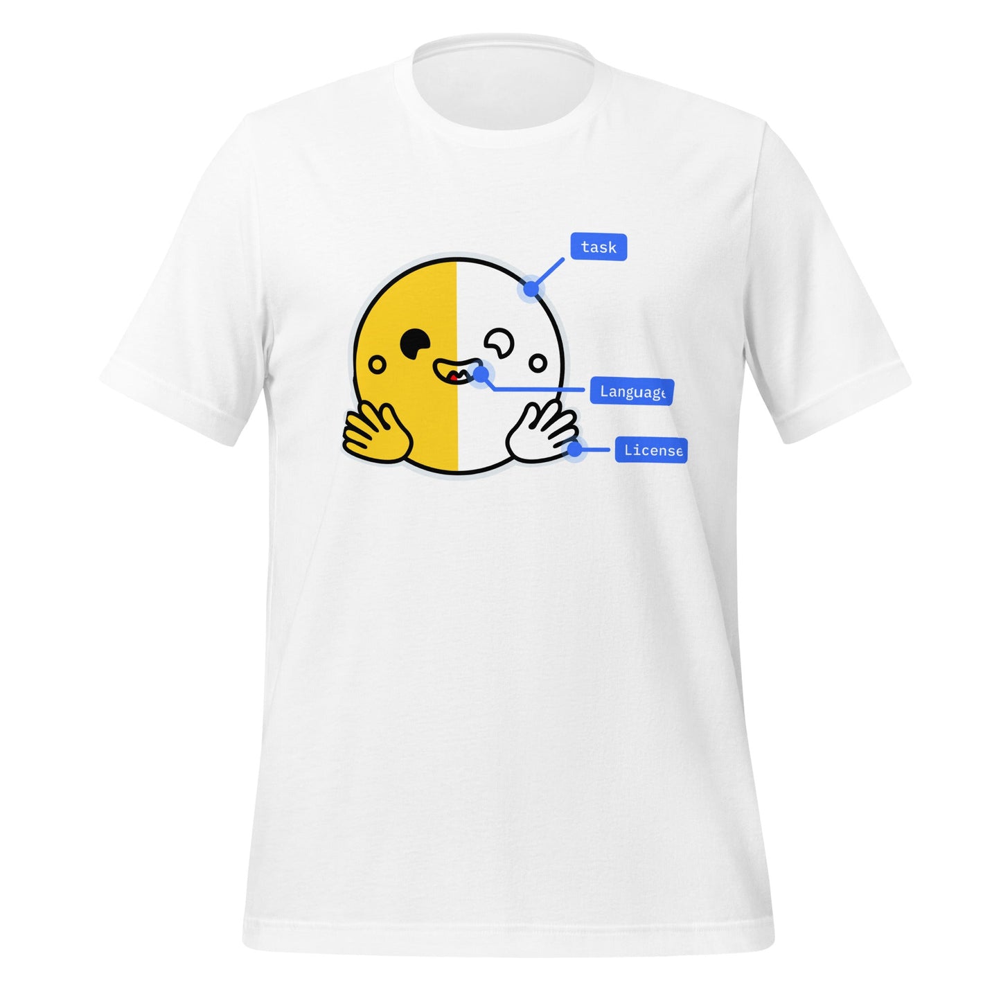 Mockup image of the Hugging Face X-ray Huggy T-Shirt (unisex) White / M.