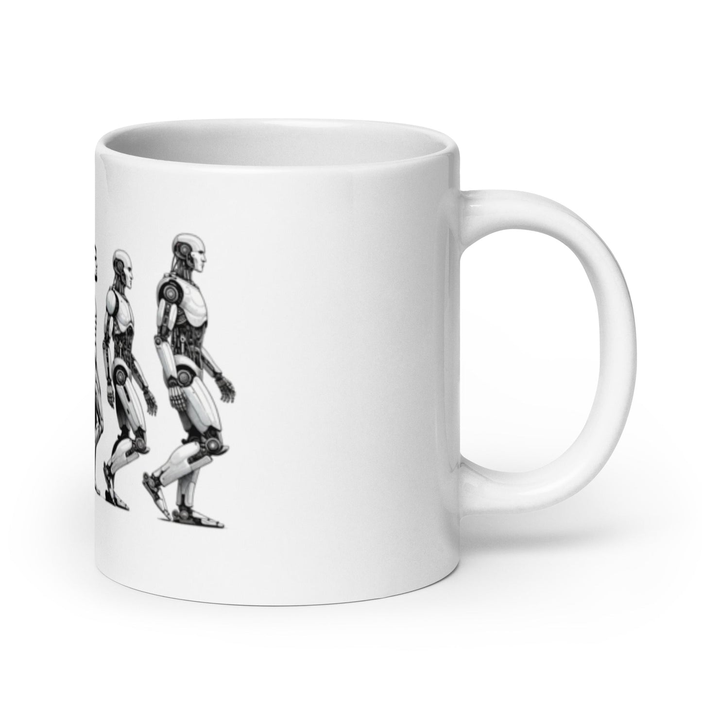 Image of the Human Evolution to Robot White Glossy Mug.