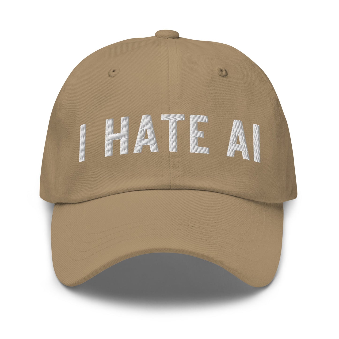 Image of the I HATE AI Cap 2 Khaki.