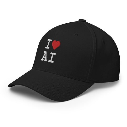 Image of the I Heart AI Embroidered Closed-Back Baseball Cap 1.