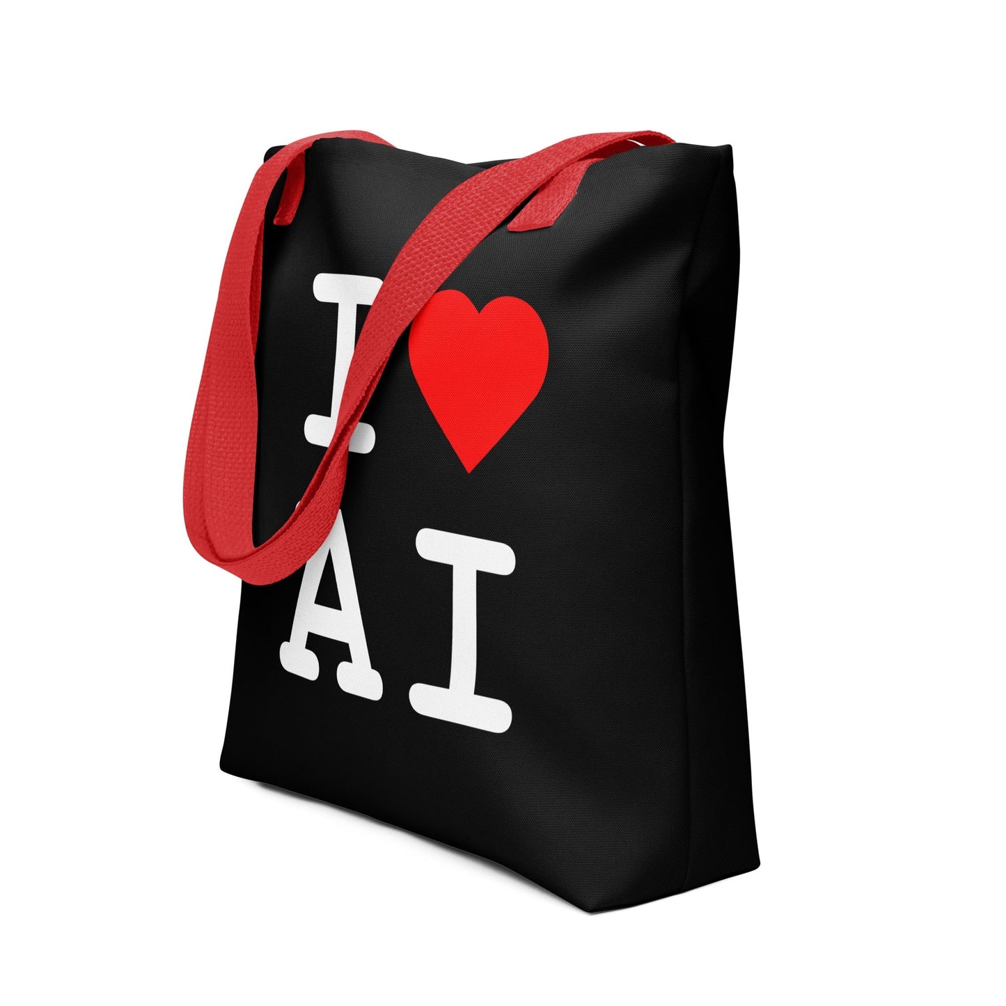 Image of the I Heart AI Tote Bag 1 Red.