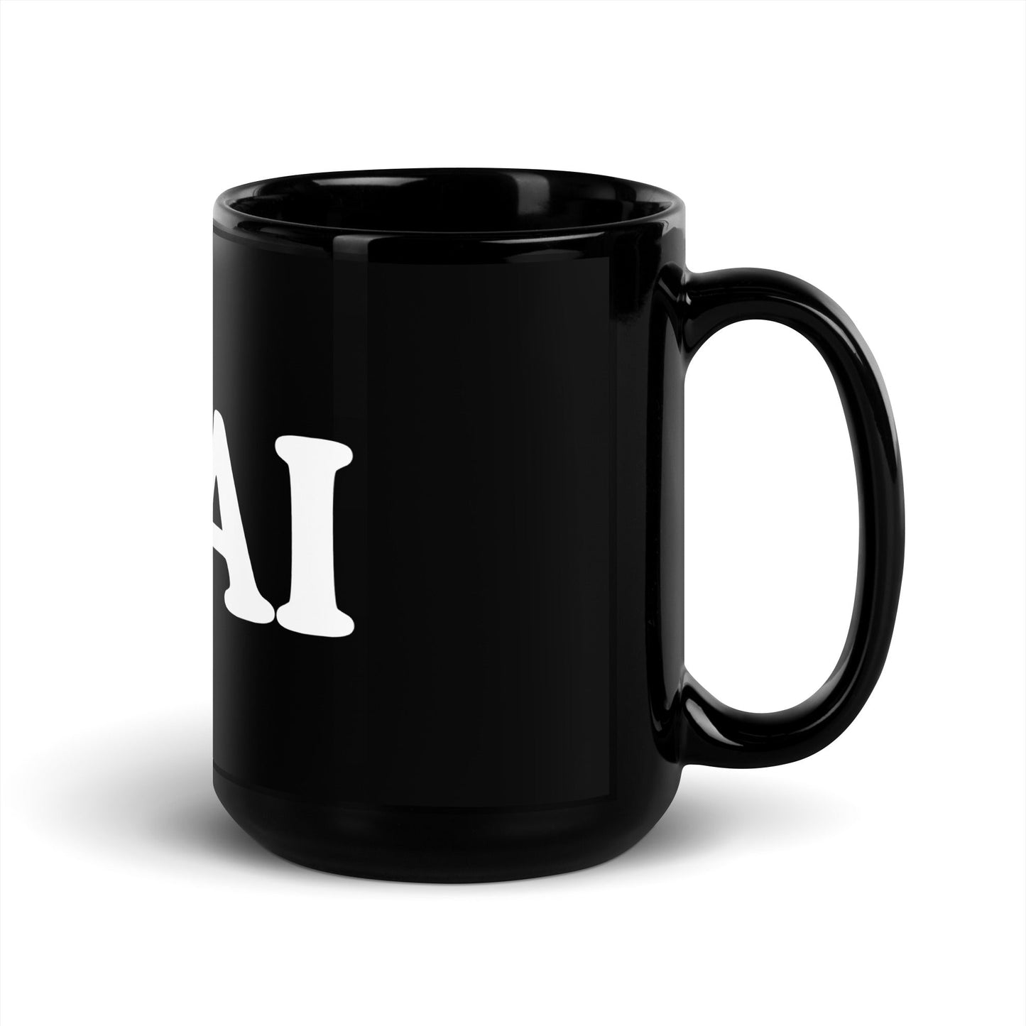 Image of the I Love AI Black Glossy Mug.