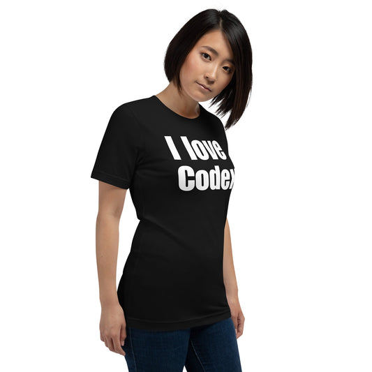 Image of the I love Codex. T-Shirt (unisex).