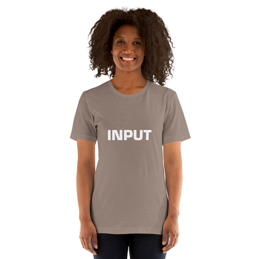 Product mockup photo of the Input T Shirt (unisex).