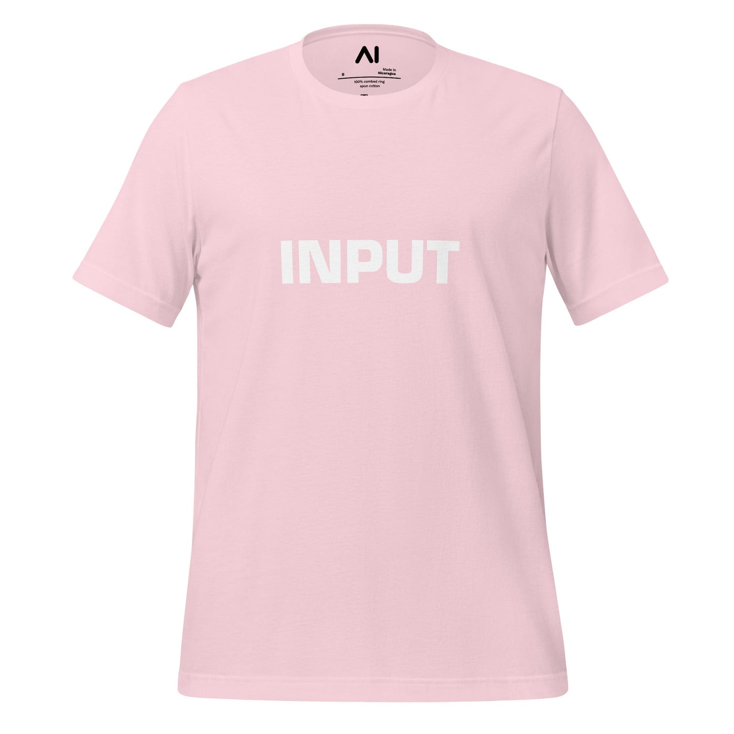 Product mockup photo of the Input T Shirt (unisex) Soft Pink / M.