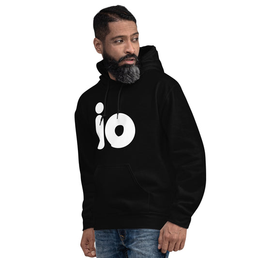 Product mockup photo of the io Hoodie (unisex).