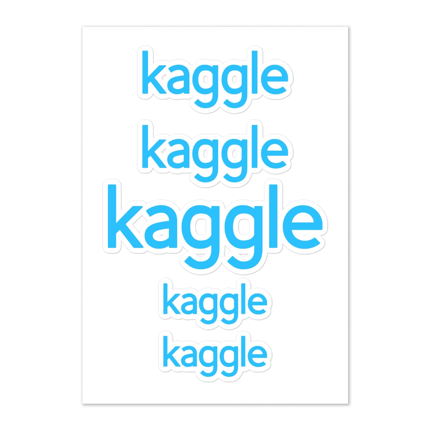 Product mockup photo of the Kaggle Logo Sticker Sheet.