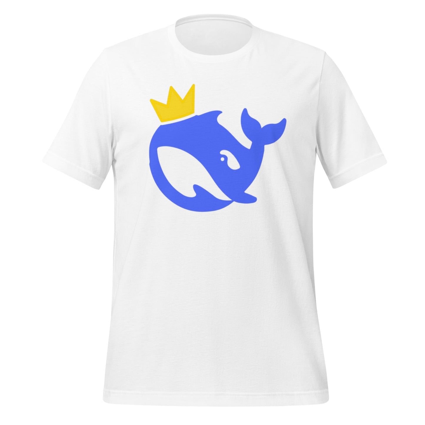 Product mockup photo of the King DeepSeek T Shirt (unisex) White / M.
