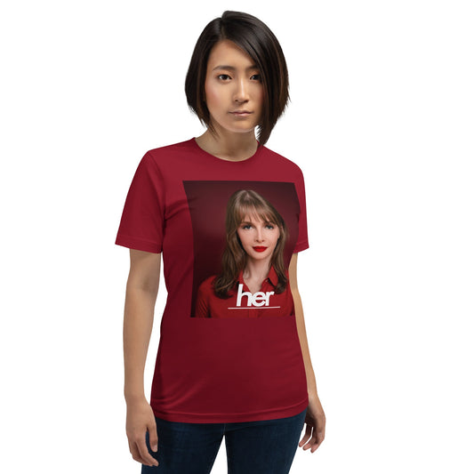 Product mockup photo of the Lily Ashwood Her GPT 5 T Shirt (unisex).