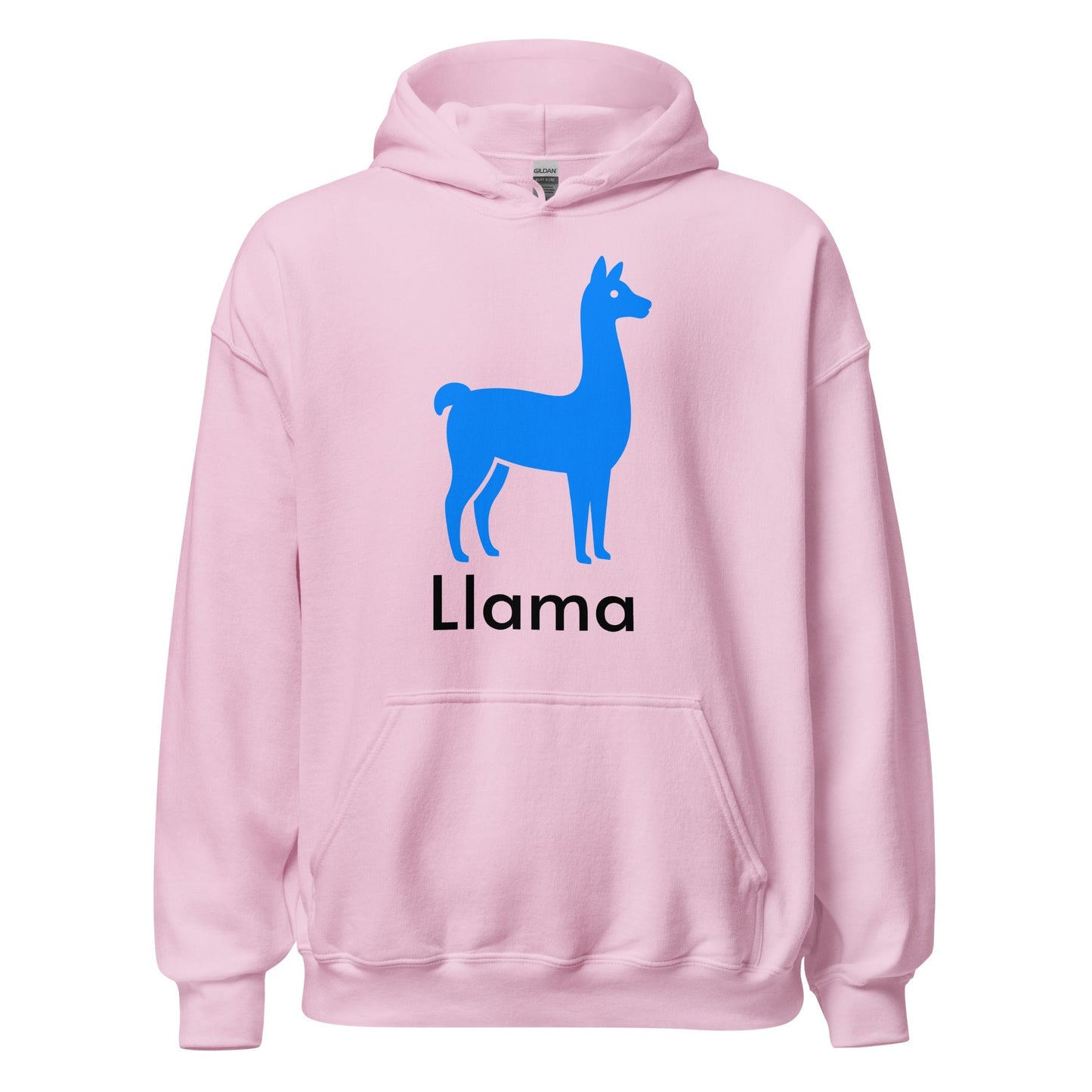 Product mockup photo of the Llama Hoodie 2 (unisex) Light Pink / M.