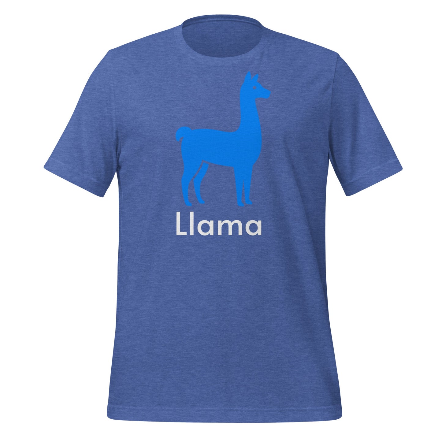Product mockup photo of the Llama T Shirt (unisex) Heather True Royal / M.
