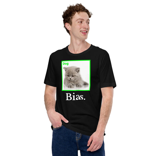 Mockup image of the Machine Learning Bias T Shirt (unisex).