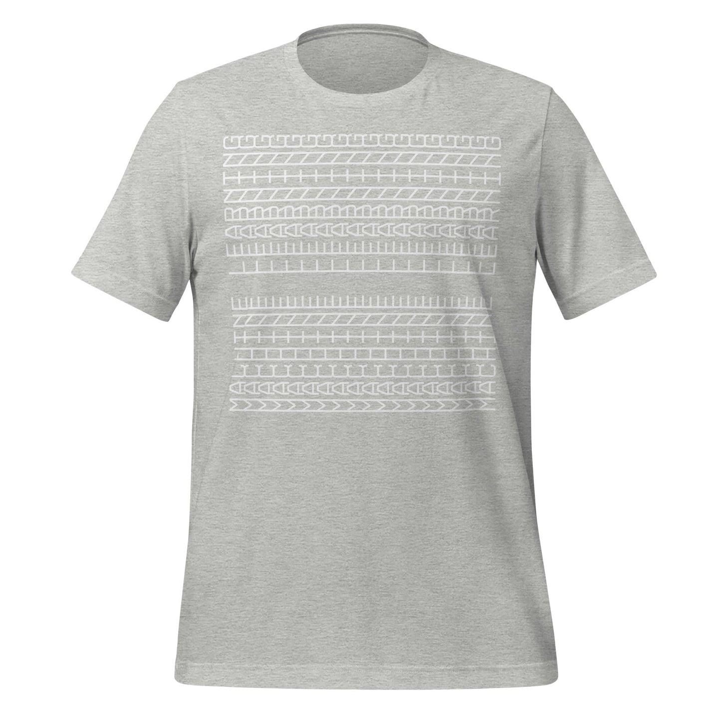 Product mockup photo of the Machine Learning Tyre Tread T Shirt (unisex) Athletic Heather / M.