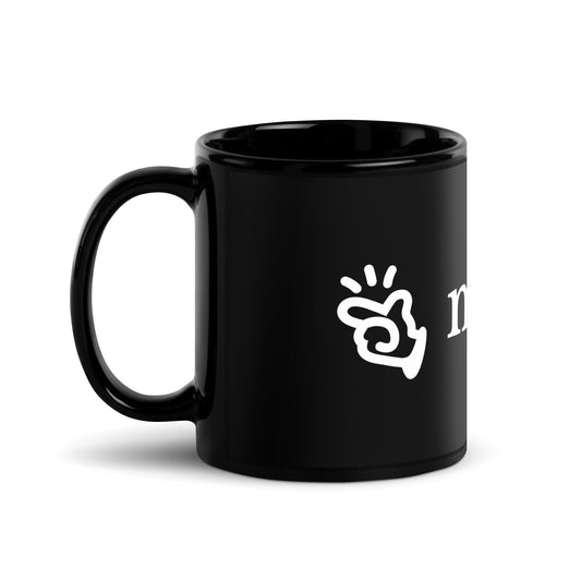 Image of the Manus AI Black Glossy Mug.