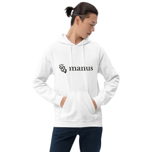 Product mockup photo of the Manus Logo Hoodie 2 (unisex).