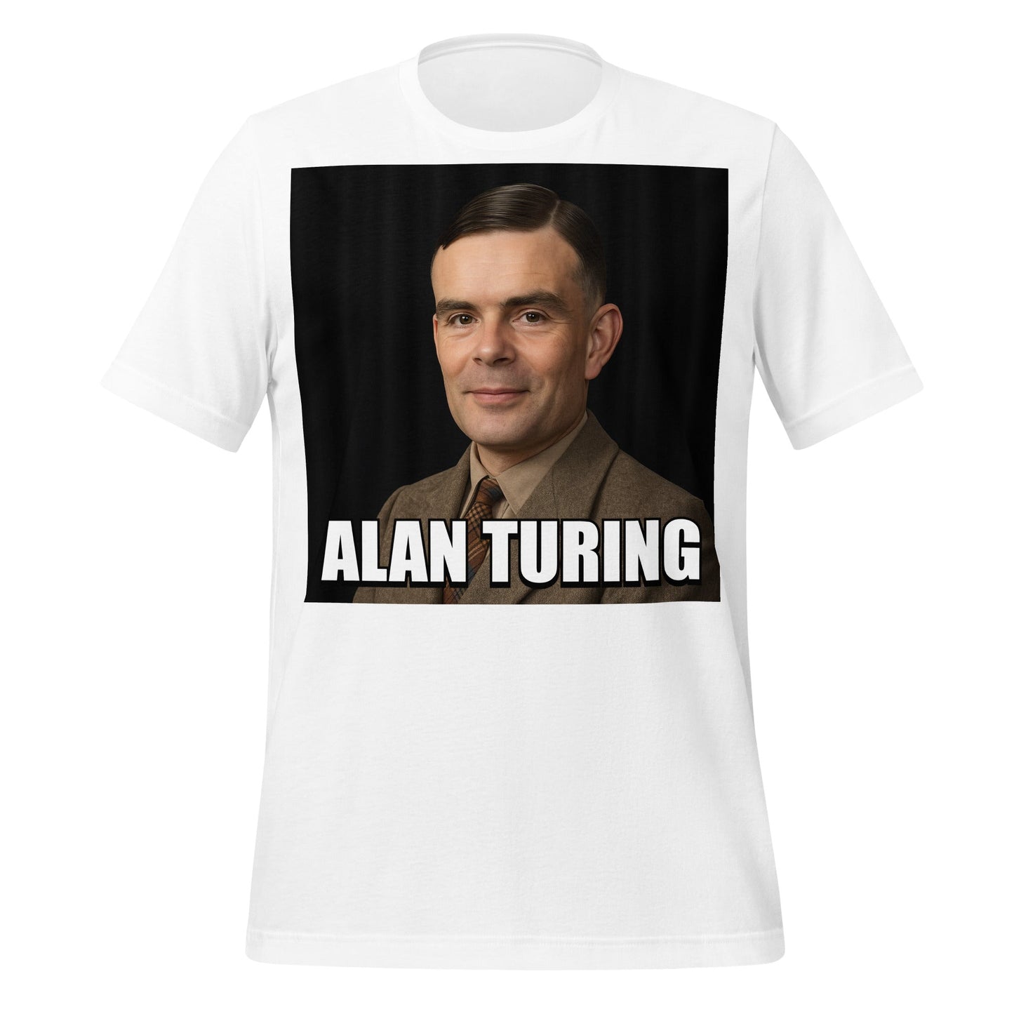 Image of the Meme Portrait of Alan Turing T-Shirt (unisex) White / XS.
