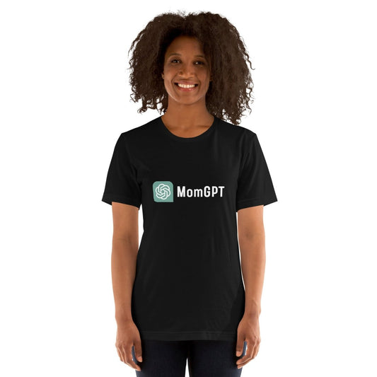 Product mockup photo of the MomGPT T Shirt (unisex).