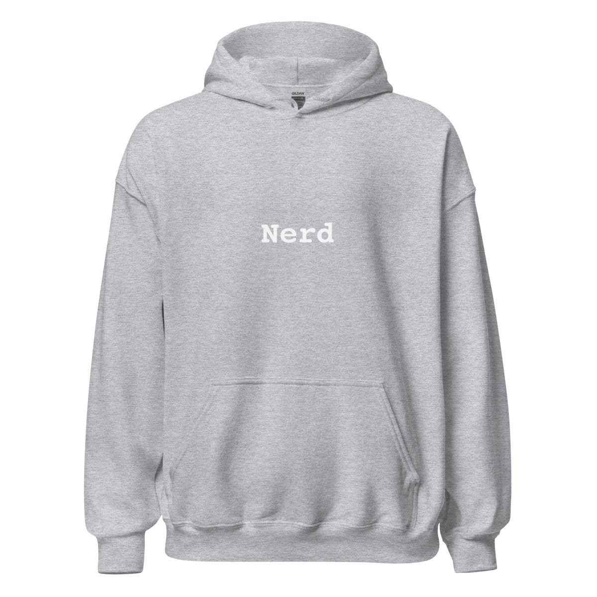 Product mockup photo of the Nerd Hoodie (unisex) Sport Grey / M.