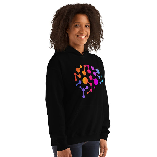 Product mockup photo of the Neural Brain Hoodie (unisex).