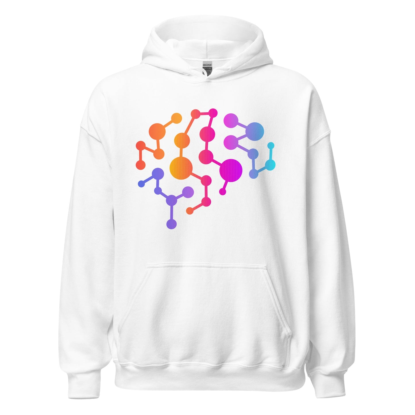Product mockup photo of the Neural Brain Hoodie (unisex) White / M.