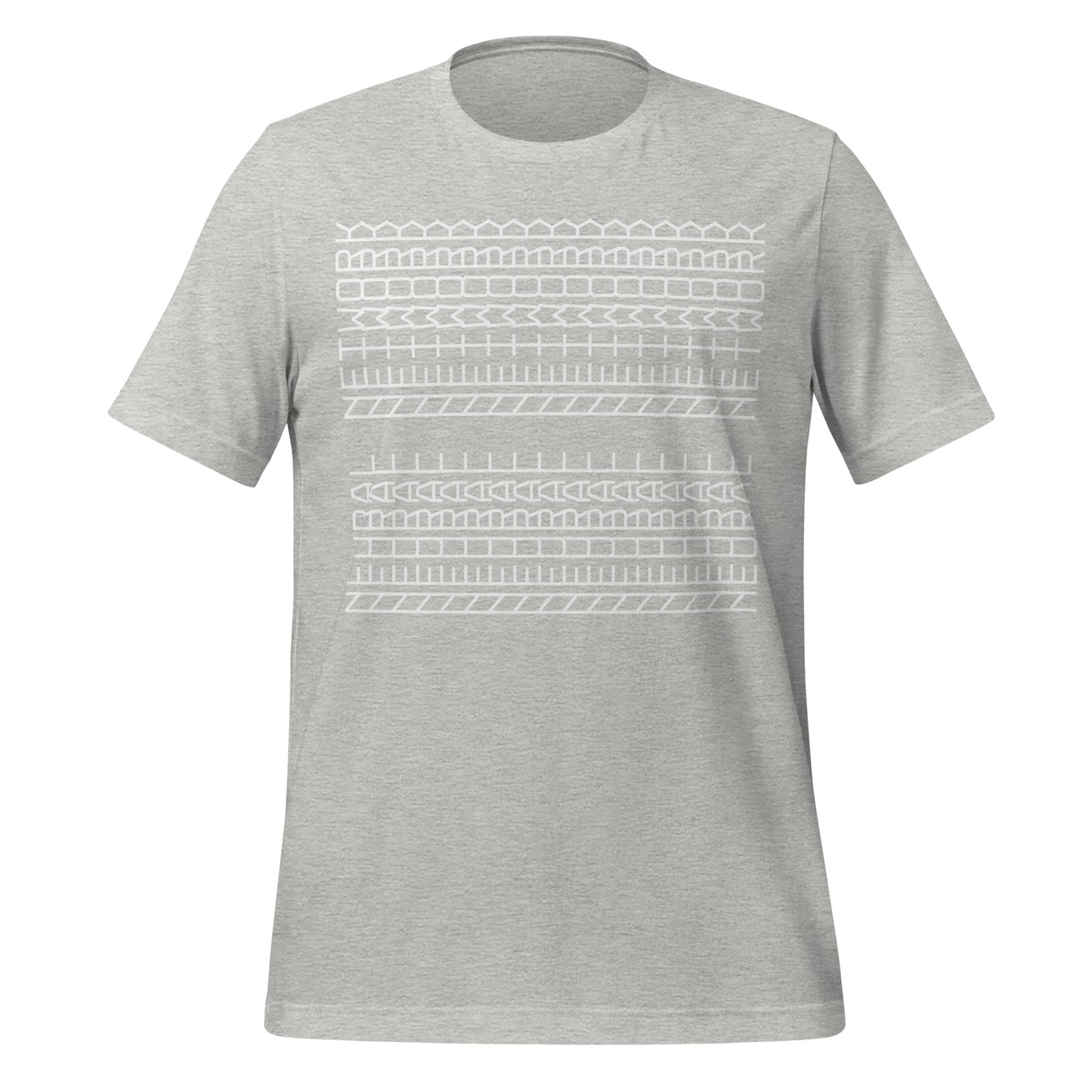 Product mockup photo of the Neural Network Tyre Tread T Shirt (unisex) Athletic Heather / M.