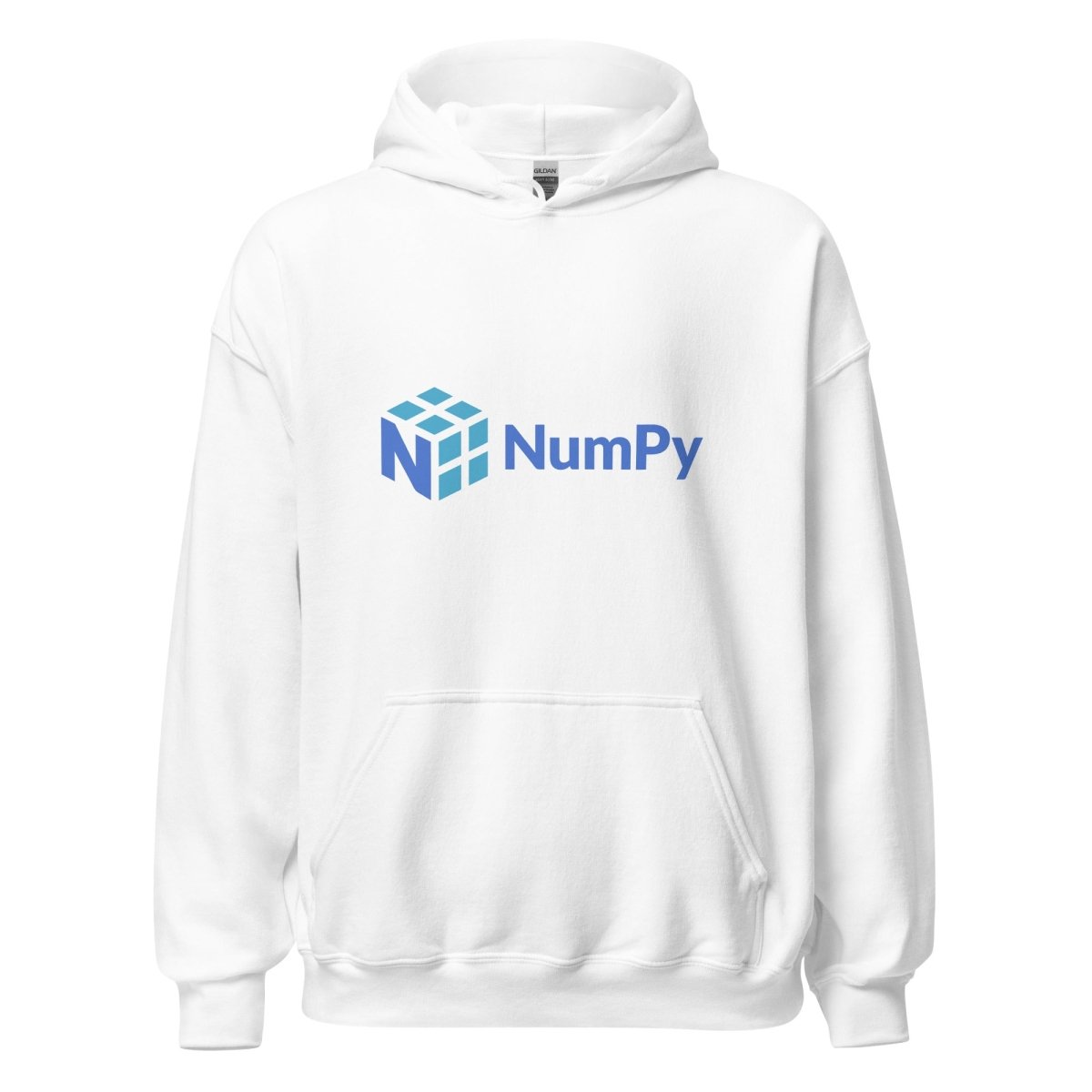 Product mockup photo of the NumPy Logo Hoodie (unisex) White / M.