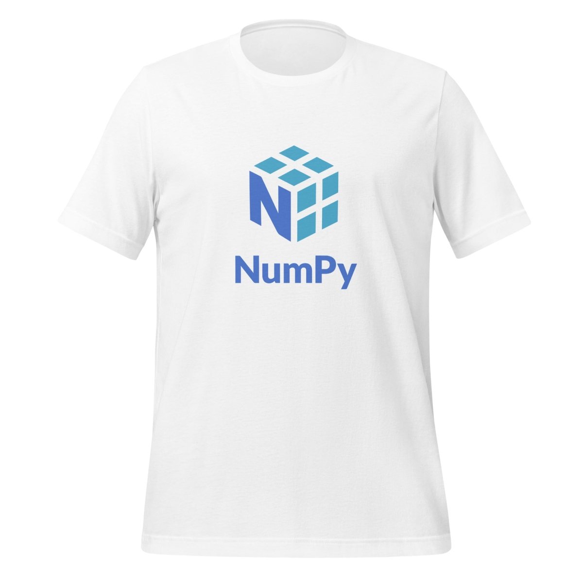 Product mockup photo of the NumPy Stacked Logo T Shirt (unisex) White / M.