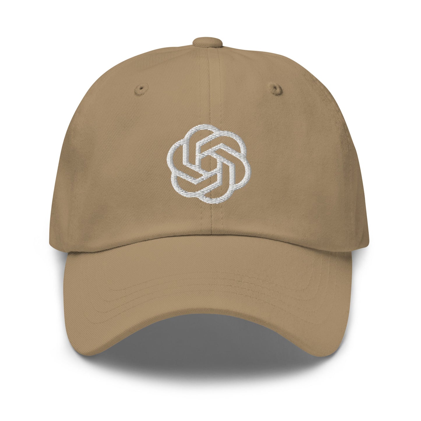 Product mockup photo of the OpenAI Cap Khaki.