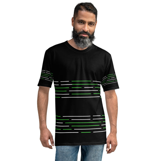 Product mockup photo of the GPT 4 Motif T Shirt (men).