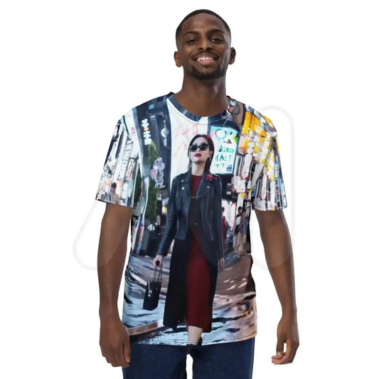 Product mockup photo of the Sora Woman T Shirt (men).