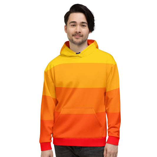 Product mockup photo of the Orange Gradient AI Hoodie (unisex).