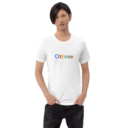 Product mockup photo of the Othree Search Logo T Shirt (unisex).