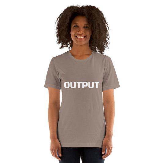 Product mockup photo of the Output T Shirt (unisex).