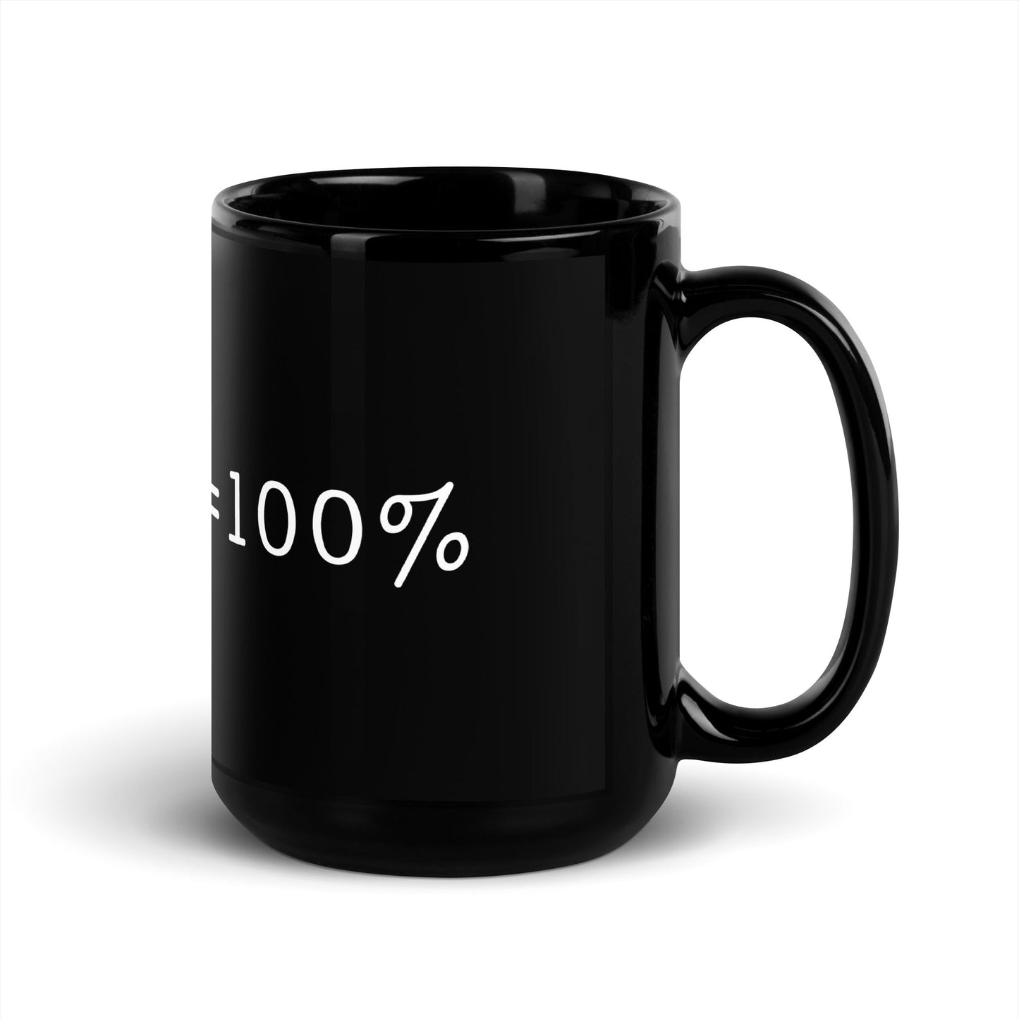 Image of the p(doom) = 100% Black Glossy Mug.