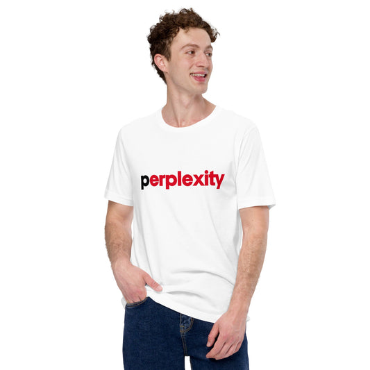 Product mockup photo of the perplexity Chocolate Spread T Shirt (unisex).