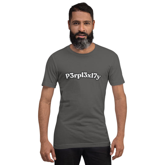 Product mockup photo of the Perplexity Leet T Shirt (unisex).