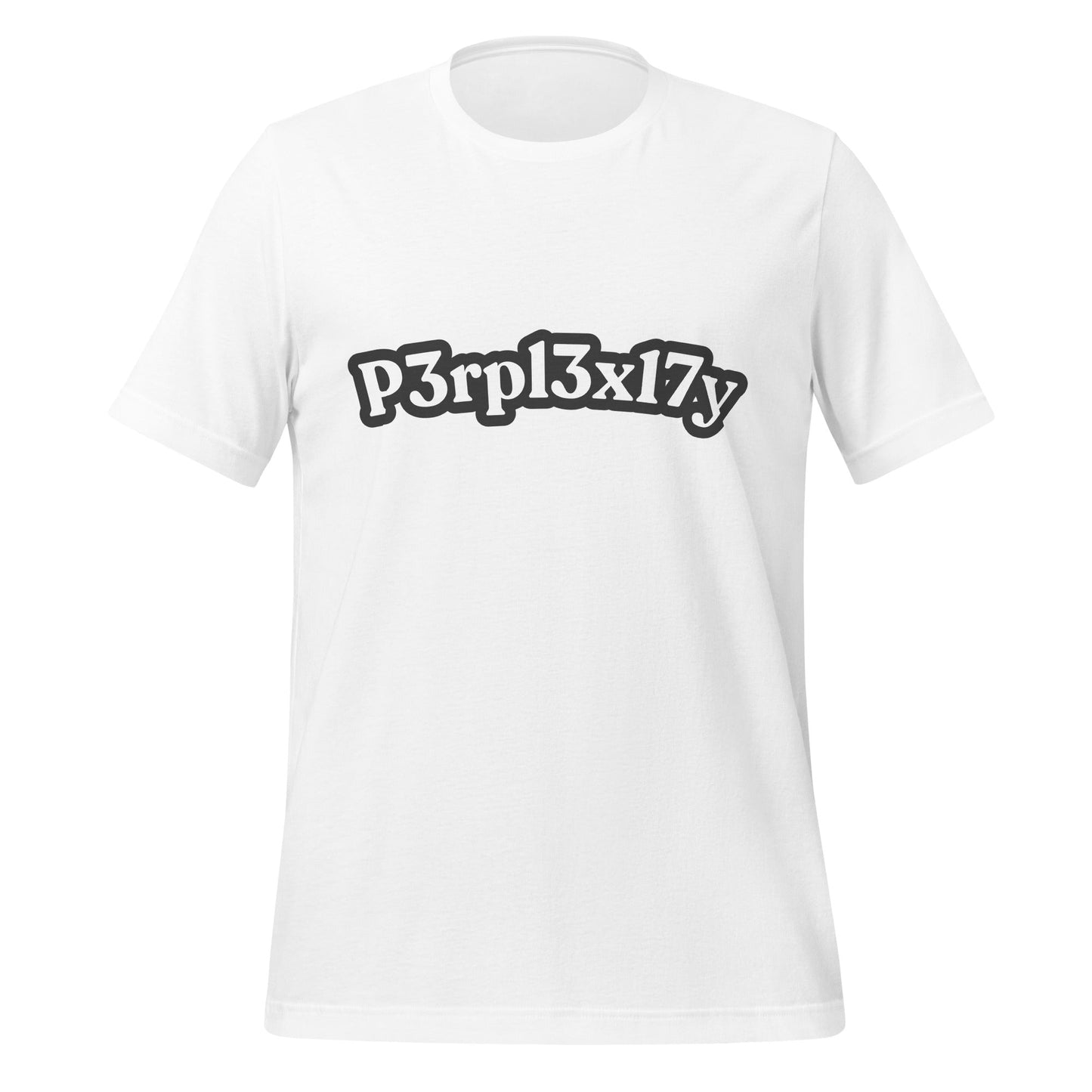 Product mockup photo of the Perplexity Leet T Shirt (unisex) White / M.
