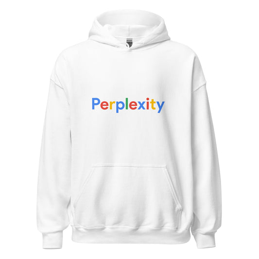 Product mockup photo of the Perplexity Search Logo Hoodie (unisex) White / M.