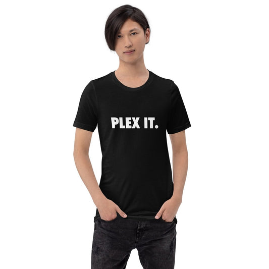 Product mockup photo of the PLEX IT. T Shirt (unisex).