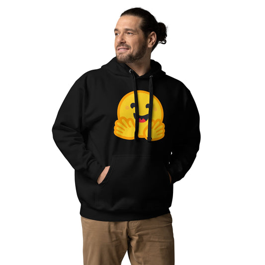 Product mockup photo of the Premium Hugging Face Hoodie (unisex).