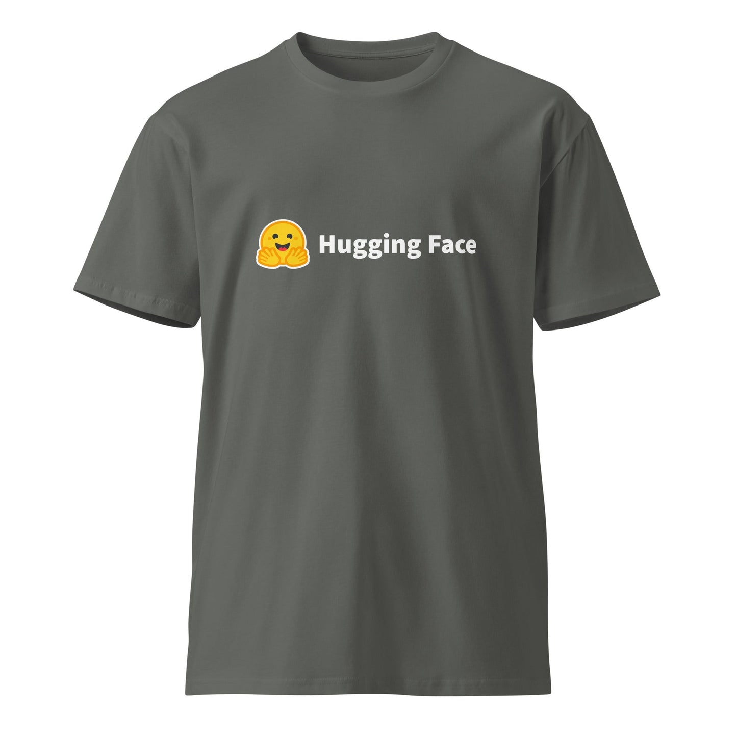 Mockup image of the Premium Hugging Face Logo T-Shirt (unisex) Charcoal / M.