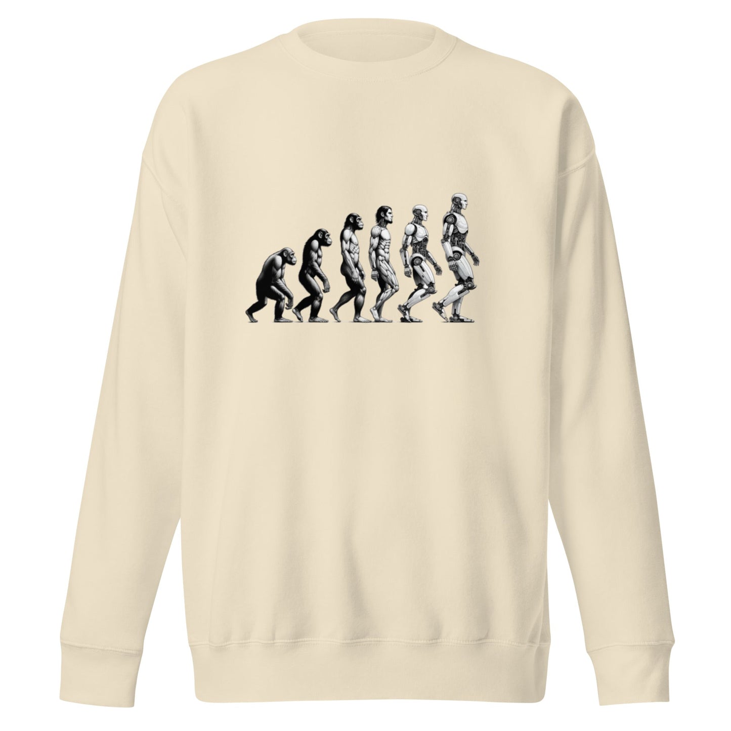 Image of the Premium Human Evolution to Robot Sweatshirt (unisex) Bone / M.