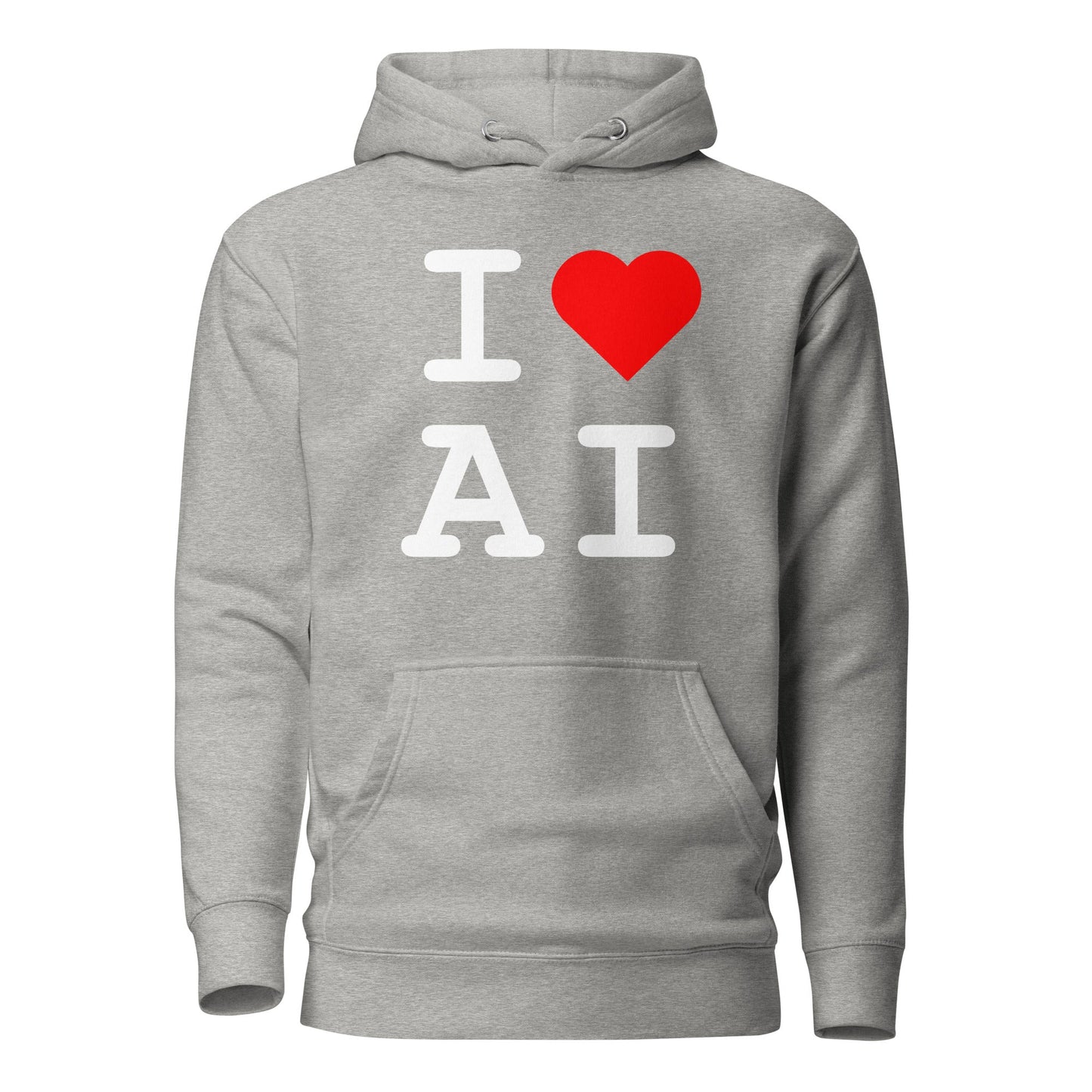 Image of the Premium I Heart AI Hoodie 1 (unisex) Carbon Grey / M.